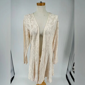 Vintage 1990s Crotchet Cotton Hippie Longline Easy Cardigan